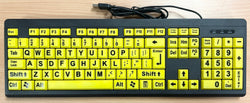 Large Print Office Keyboard Black on Yellow