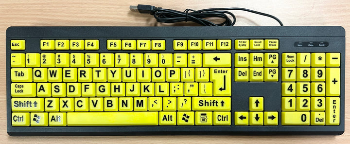 Large Print Office Keyboard Black on Yellow
