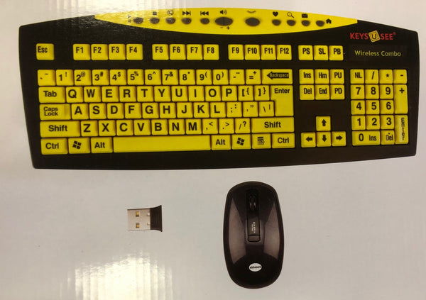 Keyboard with Keys-U-See Wireless Large Print Keyboard with Mouse
Black on Yellow