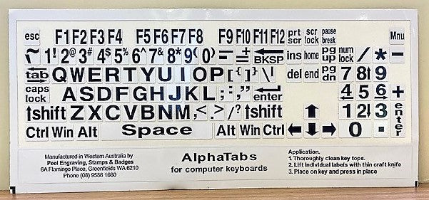 Alphatabs PC Black on White (Large Print keyboard stickers)
