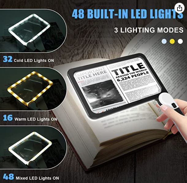 3X 48LED A5 Page Magnifier w/handle