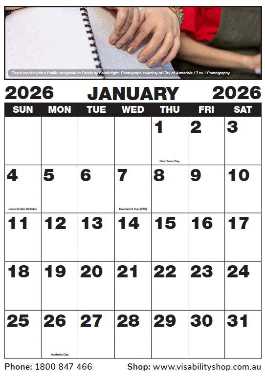 ON SALE! 2026 Large Print Calendar – VisAbility Ltd - Living Aids