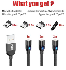 Magnetic Charging Cable 2m - Set of 3