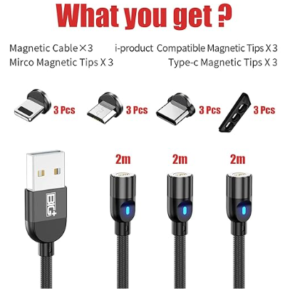 Magnetic Charging Cable 2m - Set of 3