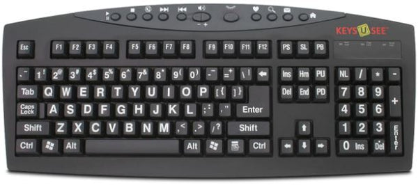 Keyboard with Keys-U-See White on Black Keys