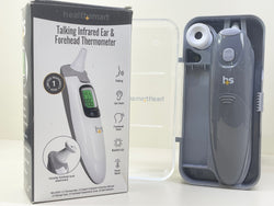 Talking ear and forehead thermometer