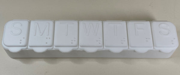 WHITE - 7 days Pill Box with Braille