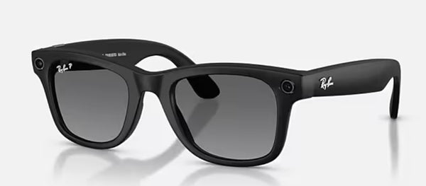 SMALL Matte Black WAYFARER Frame RAY-BAN META Glasses - Transitions lens Grey