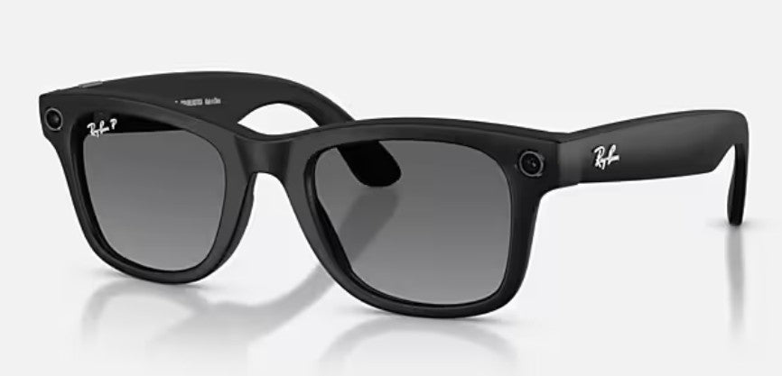 SMALL Matte Black WAYFARER Frame RAY-BAN META Glasses - Graphite Lens ...