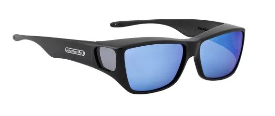 Large - PPP Lens - Traveler Satin Black Fitover - Blue Mirror Lens (Sunglasses)