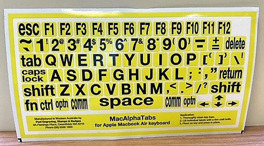 Alphatabs MAC Black on Yellow  (Large Print keyboard stickers)