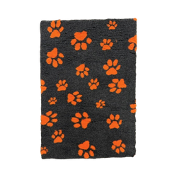 50X70cm - Charcoal with Orange Paws Pet Mat/Bed
