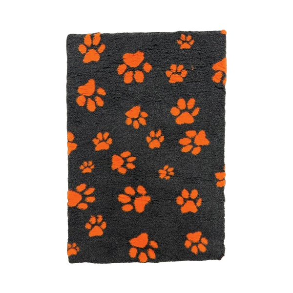 50X70cm - Charcoal with Orange Paws Pet Mat/Bed