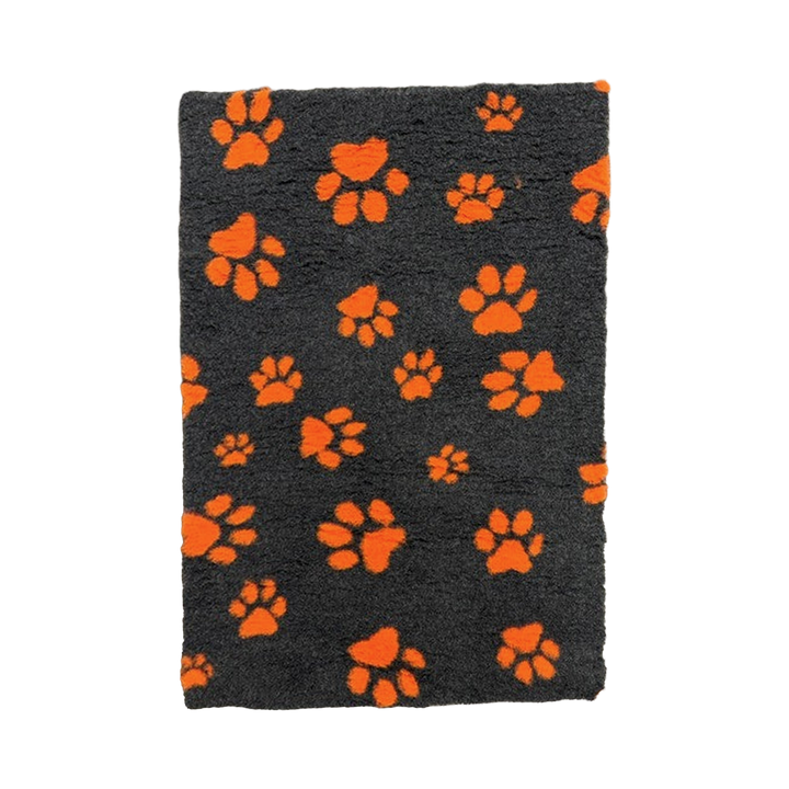 50X70cm - Charcoal with Orange Paws Pet Mat/Bed