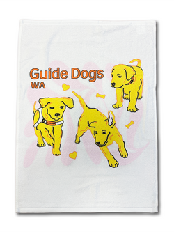 TEA TOWEL - Guide Dogs WA Toweling - 3 Dogs design