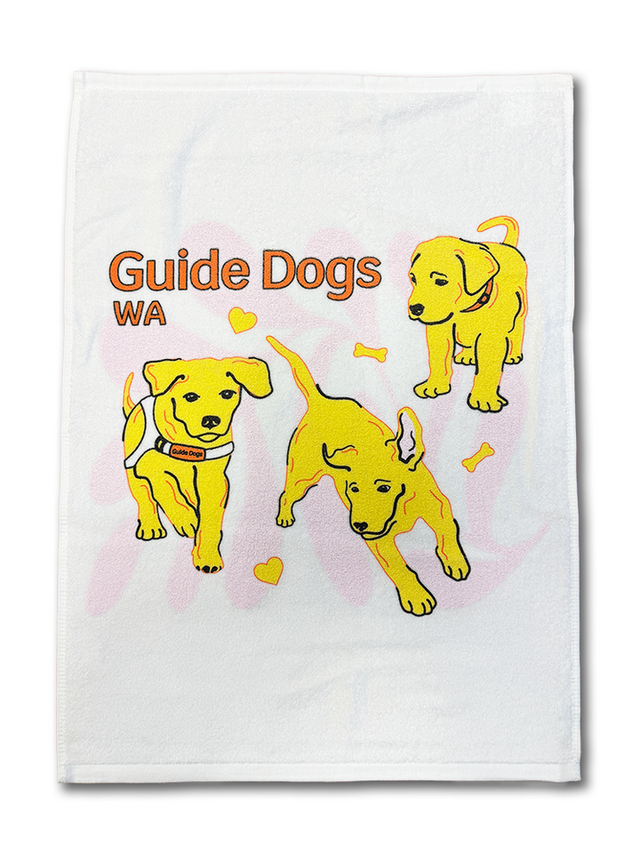 TEA TOWEL - Guide Dogs WA Toweling - 3 Dogs design