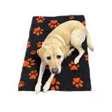 70X100cm - Charcoal with Orange Paws Pet Mat/Bed