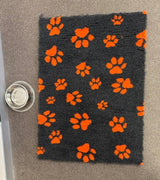 70X100cm - Charcoal with Orange Paws Pet Mat/Bed