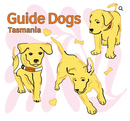 TEA TOWEL - Guide Dogs TAS Toweling - 3 Dogs design