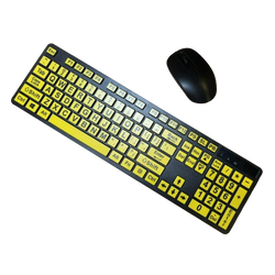 Keyboard Wireless Large Print Office - BK-YL - Mouse
