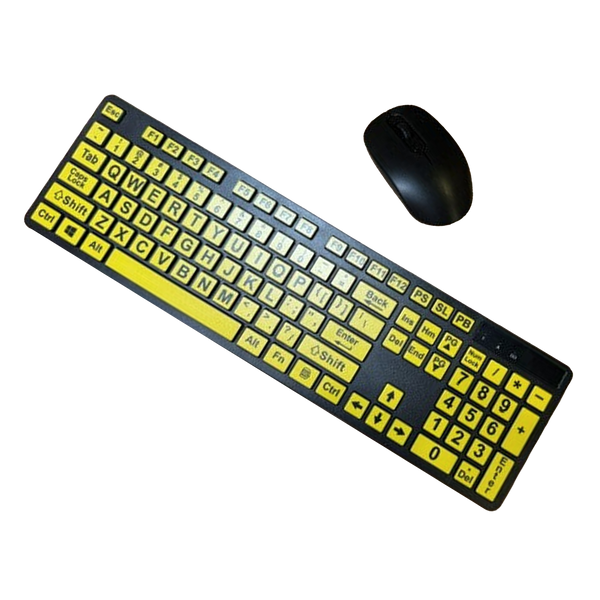 Keyboard Wireless Large Print Office - BK-YL - Mouse