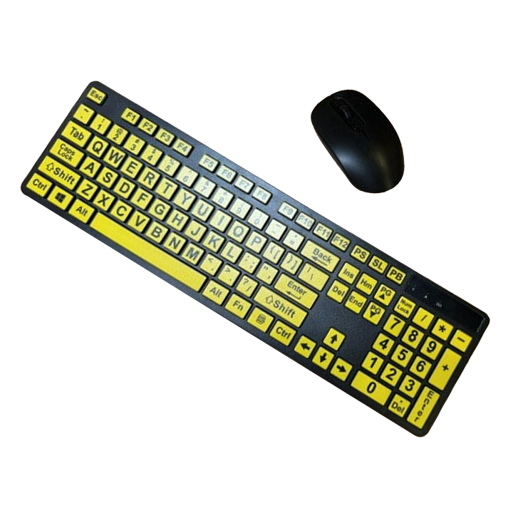 Keyboard Wireless Large Print Office - BK-YL - Mouse