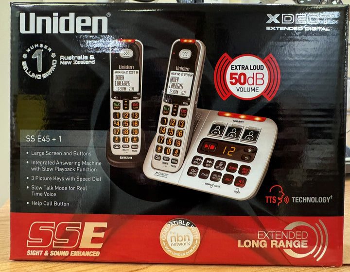 UNIDEN SSE45+1 Silver Corded and Cordless Adaptive/vision Impaired Phone