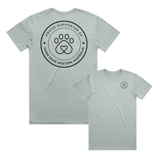 M - Smoke Grey Guide Dogs WA Supporter Staple Short Sleeve Tee