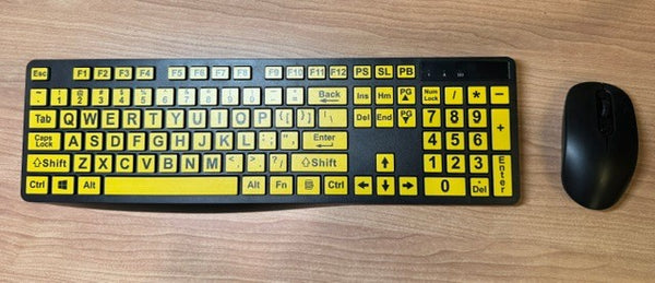 Keyboard Wireless Large Print Office - BK-YL - Mouse