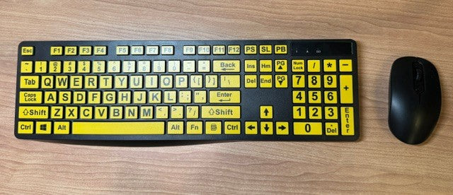 Keyboard Wireless Large Print Office - BK-YL - Mouse