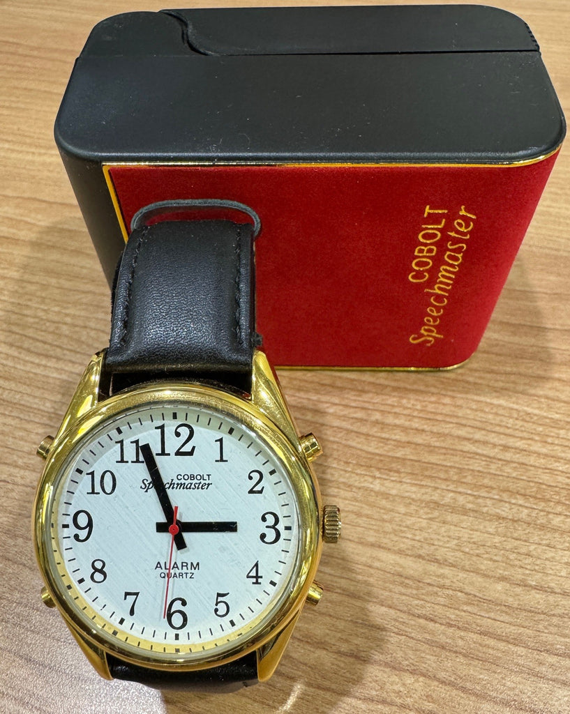 42mm GOLD Talking Watch - LEATHER – VisAbility Ltd - Living Aids