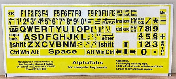 Alphatabs PC Black on Yellow (Large Print keyboard stickers)