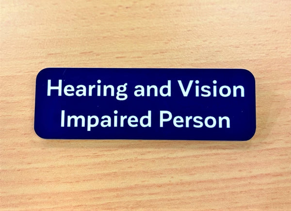 Hearing and Vision Impaired Person Badge (Pin) Blue