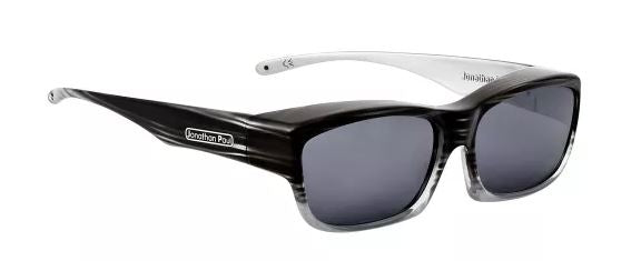 XS - PPP lens - Coolaroo Black Stripe Fitover - Grey Lens (Sunglasses)