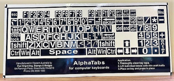 Alphatabs PC White on Black  (Large Print keyboard stickers)