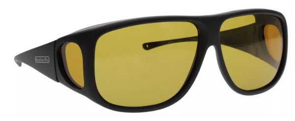 XL - PPP Lens - Aviator Matte Black Fitover - Yellow Lens (Sunglasses)