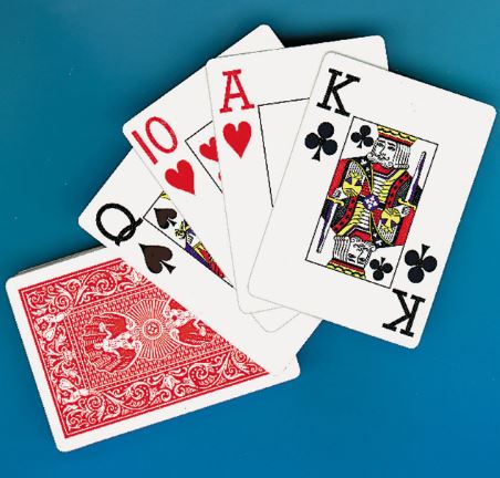 Jumbo index playing cards without Braille. Numbers and letters are 1.5cm tall