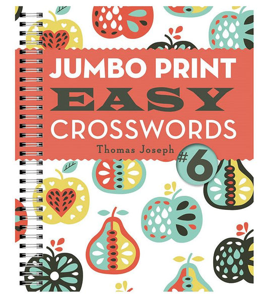 Jumbo print easy crosswords book 6. Puzzle book