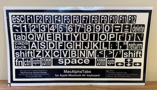 Alphatabs MAC White on Black  (Large Print keyboard stickers)