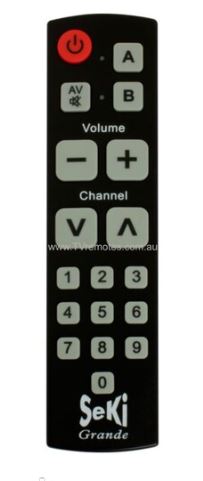 SeKi Grande TV remote Extra Large Buttons with numbers (Black)
