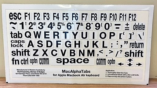 Alphatabs MAC Black on White  (Large Print keyboard stickers)